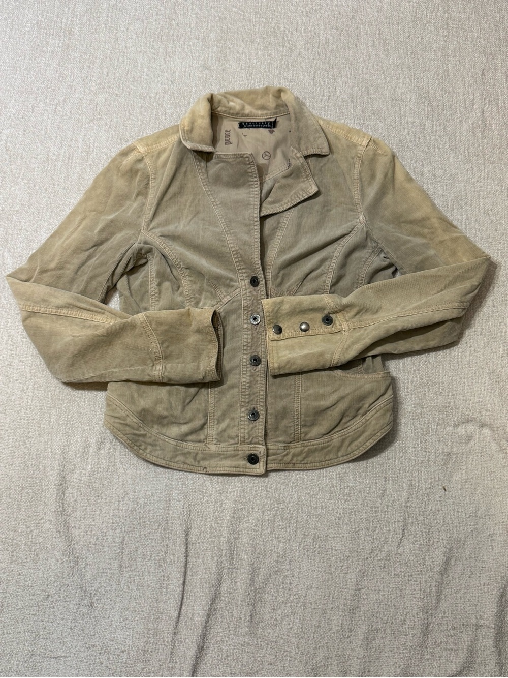 Sanctuary Anthropologie Corduroy Jacket Tan Y2K 90s Utility Made USA
